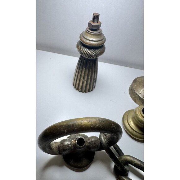 Antique Lot Brass Loops Hanging Lamp Light Fixture Parts Replacement Vintage - Picture 10 of 14